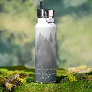 Bouteille D'eau Photo Forest Wilderness avec John Muir Citation