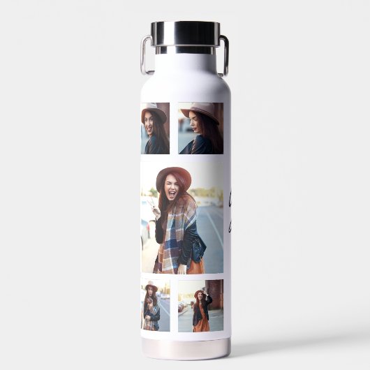 Bouteille D'eau Photo noir blanc script de graduation moderne élég (Avant)