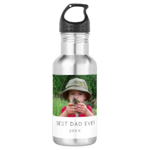 Bouteille D'eau Photo personnalisée Meilleur père jamais moderne