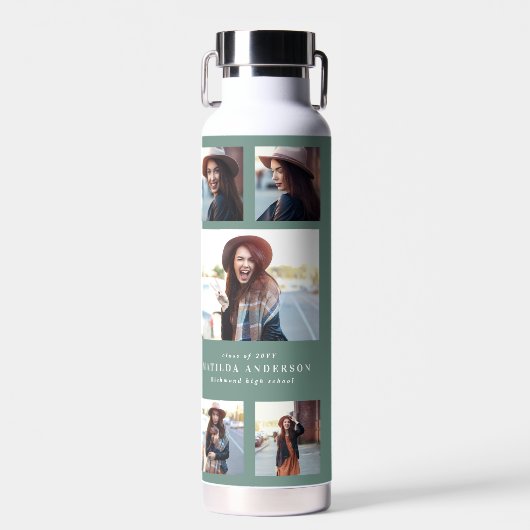 Bouteille D'eau Photo saute verte script de graduation moderne élé (Avant)