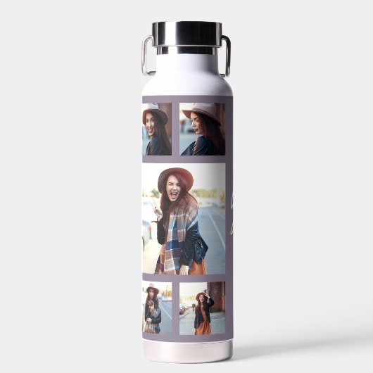 Bouteille D'eau Photo violet script de graduation moderne élégant (Avant)