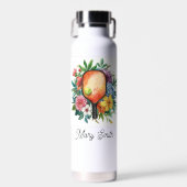 Bouteille D'eau Pickleball avec de belles fleurs (Avant)
