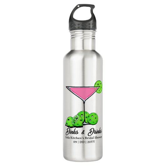 Bouteille D'eau Pickleball Bridal Shower Pink Cocktail Personalize (Devant)