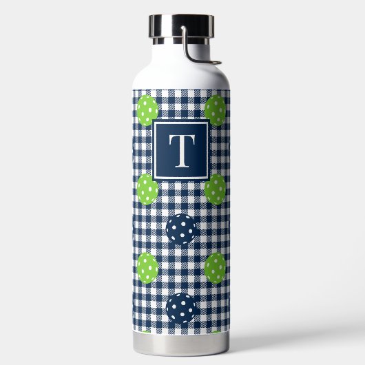 Bouteille D'eau Pickleball Gingham Prépa - Navy & Lime (Droite)
