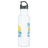 Bouteille D'eau Pickleball Tropical Palm Tree Sun Votre texte pers (Dos)