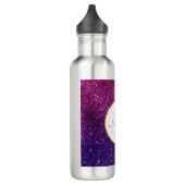 Bouteille D'eau Pierres à Parties scintillant rose et violet Monog (Gauche)