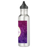 Bouteille D'eau Pierres à Parties scintillant rose et violet Monog (Droite)