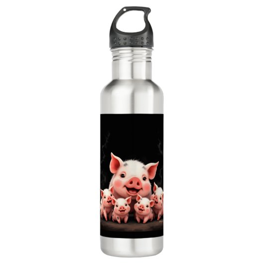 Bouteille D'eau Pig Artwork – Mother Pig & Piglets (Devant)