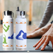 Bouteille D'eau Pilates femmes Silhouettes-Bleu, Vert, & Orange