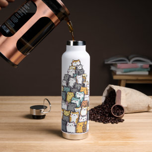 Bouteille D'eau Pile De Kitty Cats Drôle Mignonne Amoureux des cha