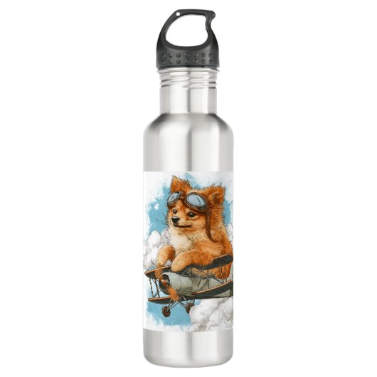 Bouteille D'eau Pilot Pomeranian � Flying Ace Dog (Devant)