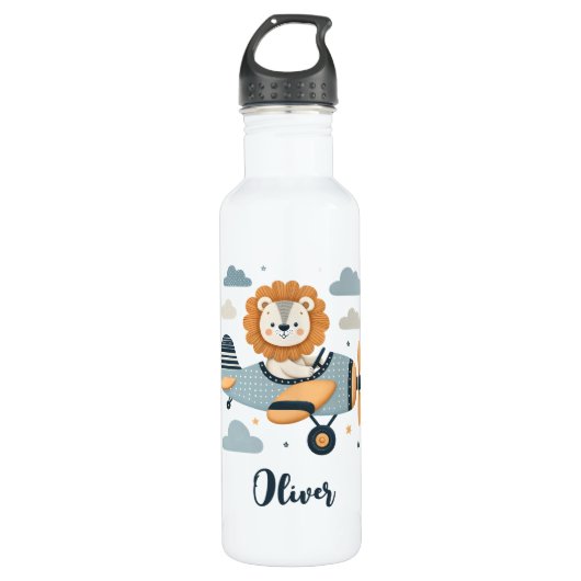 Bouteille D'eau Pilote de lion mignon Whimsical (Devant)