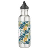 Bouteille D'eau Pineapples palmier feuille feuillage monogramme (Droite)