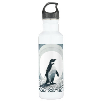 Bouteille D'eau Pingouin En Gris Scandi Dots Field Forest