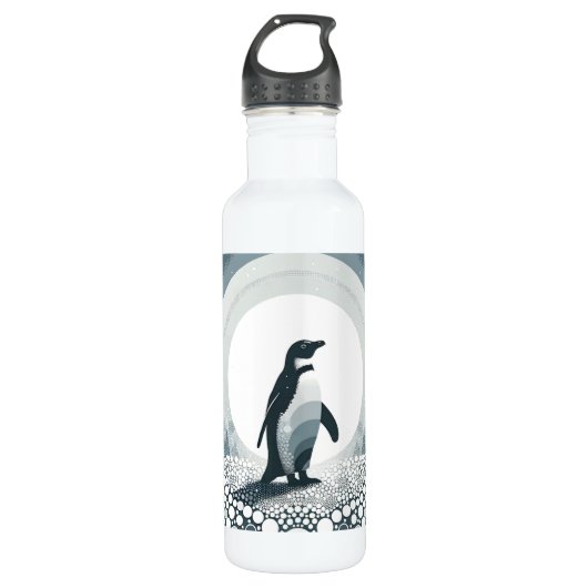 Bouteille D'eau Pingouin En Gris Scandi Dots Field Forest (Devant)