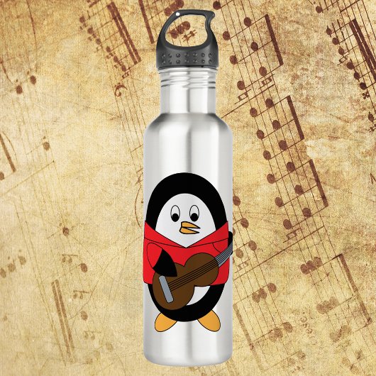 Bouteille D'eau Pingouin Jouer de la guitare mignonne