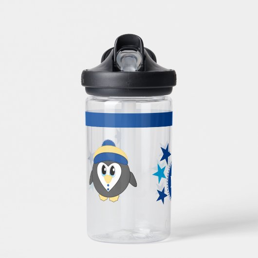 Bouteille D'eau Pingouin pour enfants ajouter les initiales étoile (Avant)