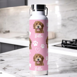 Bouteille D'eau Pink Custom Love Empreinte de patte Amoureux des c