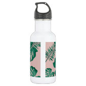 Bouteille D'eau Pink & Green Palm Feuille Motif & nom (Dos)