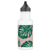 Bouteille D'eau Pink & Green Palm Feuille Motif & nom (Droite)