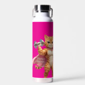 Bouteille D'eau Pink Gym Cat Water Bottle – Funny Fitness Gift (Avant)
