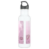 Bouteille D'eau Pink Purple Monogramme Nom Floral Moderne Modèle (Dos)