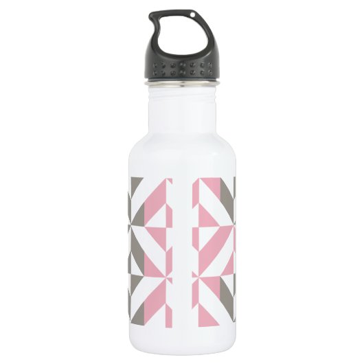 Bouteille D'eau Pink Raspberry and Silver Geometric ZigZag (Dos)