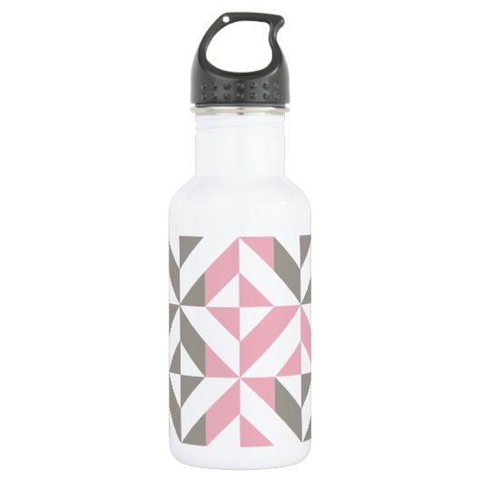 Bouteille D'eau Pink Raspberry and Silver Geometric ZigZag (Devant)