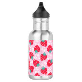 Bouteille D'eau Pink Red Strawberries Floral  Pattern Monogram (Droite)