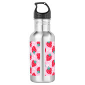 Bouteille D'eau Pink Red Strawberries Floral  Pattern Monogram (Dos)