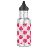 Bouteille D'eau Pink Red Strawberries Floral  Pattern Monogram (Gauche)