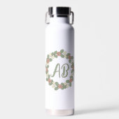 Bouteille D'eau Pink Rose Wreath Monogram Water Bottle (Avant)