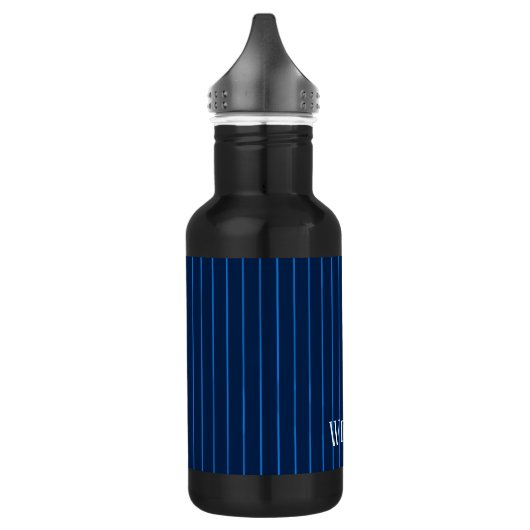 Bouteille D'eau Pinstripes bleu marine personnalisées (Gauche)
