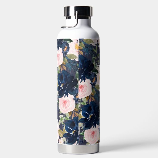 Bouteille D'eau PixDezines Aquarelle Fleurs Blush Navy (Droite)