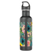 Bouteille D'eau PixDezines Aquarelle Florale Turquoise foncée, Jau (Dos)