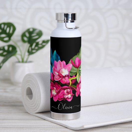 Bouteille D'eau PixDezines Aquarelle Fuschia Cymbidium Orchid (Yoga)