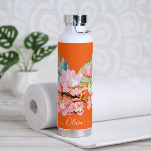 Bouteille D'eau PixDezines Aquarelle Orange Cymbidium Orchid