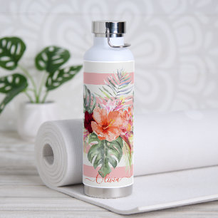 Bouteille D'eau PixDezines Aquarelle Tropical Paradise Fleurs