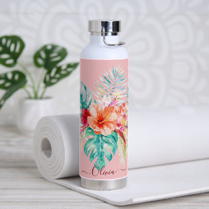 Bouteille D'eau PixDezines Aquarelle Tropical Paradise Fleurs