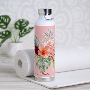 Bouteille D'eau PixDezines Aquarelle Tropical Paradise Fleurs