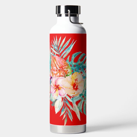 Bouteille D'eau PixDezines Aquarelle Tropical Paradise Fleurs (Droite)