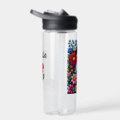 Bouteille D'eau Pixel Art Chat, Kitten et Fleurs Personnalisé (Droite)
