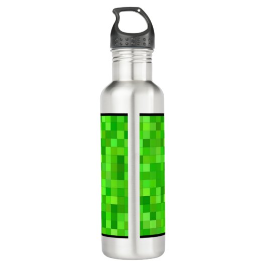 Bouteille D'eau Pixels de jeu vert | Personnalisé (Dos)