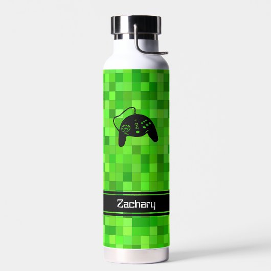 Bouteille D'eau Pixels Gamer Vert Personnalisés (Gauche)