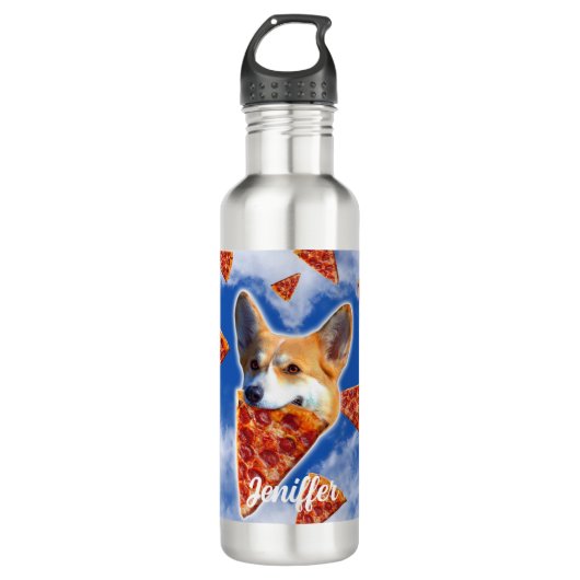 Bouteille D'eau Pizza de Chien de Corgi (Devant)