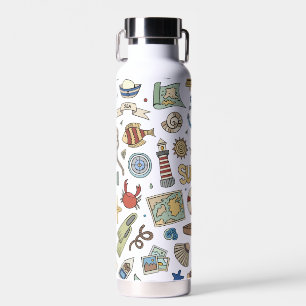Bouteille D'eau Plage côtière amusante Design nautique sur blanc