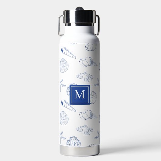 Bouteille D'eau Plage de coquillages Bleus Blancs à la main Été (Salle de sport)