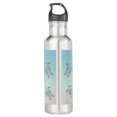 Bouteille D'eau Plage de Tortues Argent Style côte Turquoise (Dos)