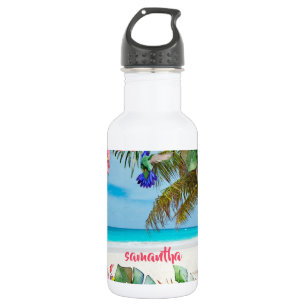 Bouteille D'eau Plage Florale Hawaïenne Paradis Tropical