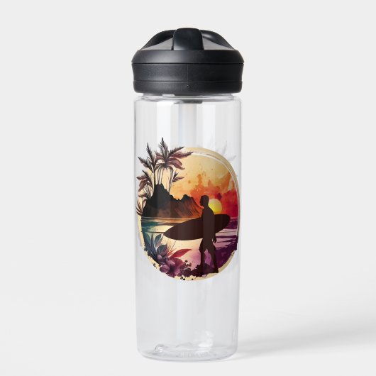 Bouteille D'eau Plage Sunset Surfer Rétro (Extérieur)